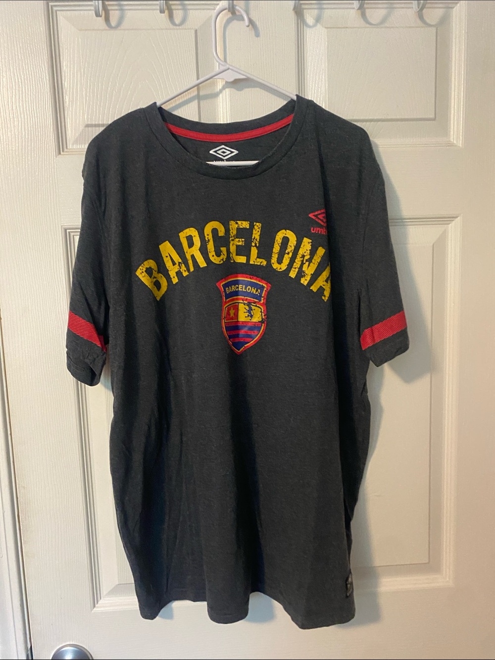 Umbro Charcoal Gray Tee with Red Trim